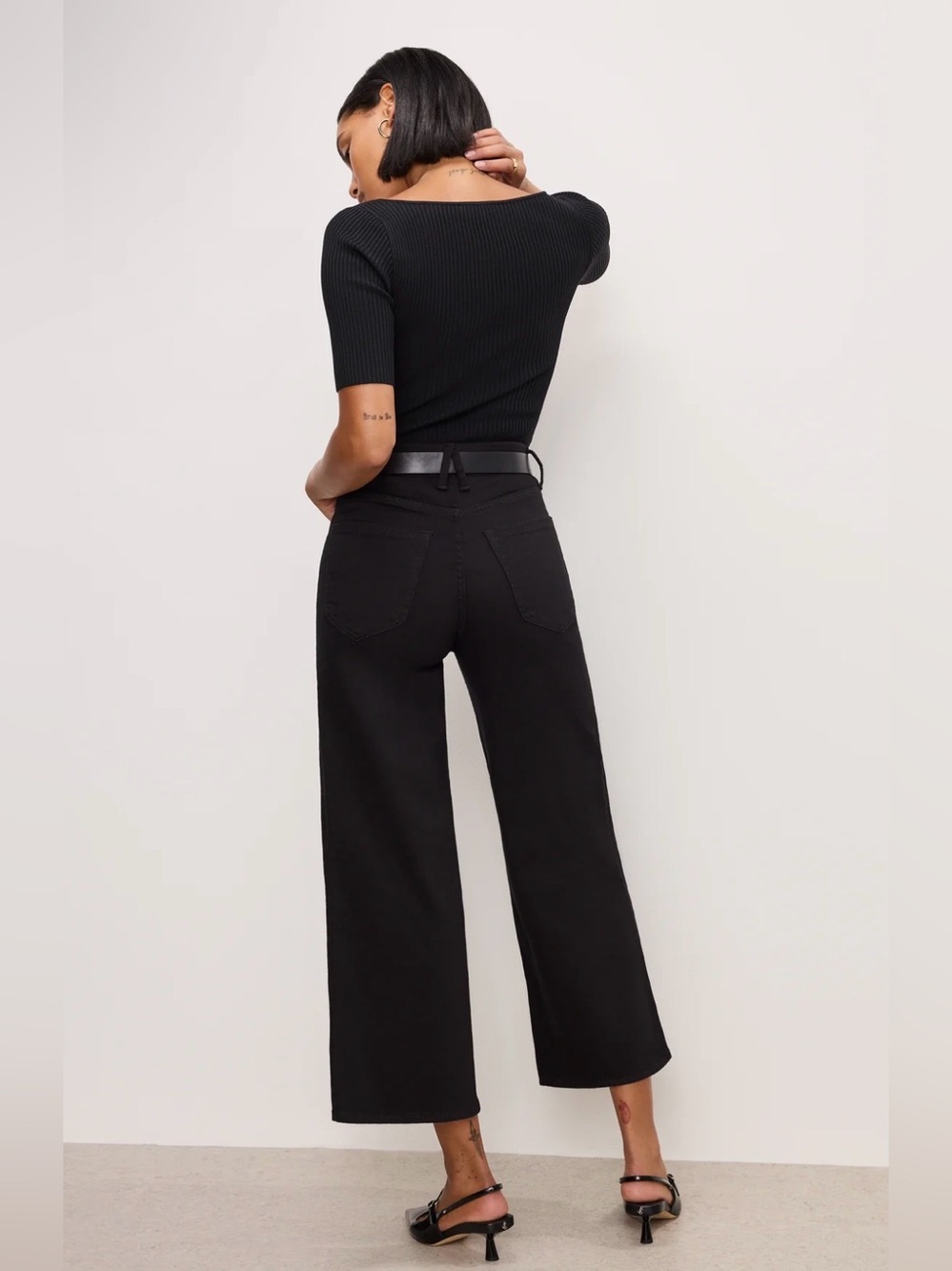 Good American Good Waist Cropped Palazzo Jeans (Size 8) - Picture 2 of 10